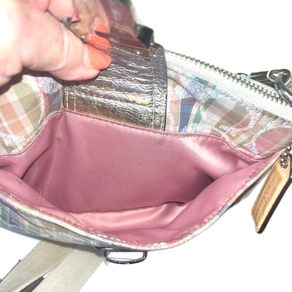 Coach Poppy Madras Plaid Sequin Swingback Bag - Picture 3 of 4